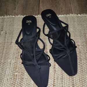 Zara Strappy Kitten Heel Sandals